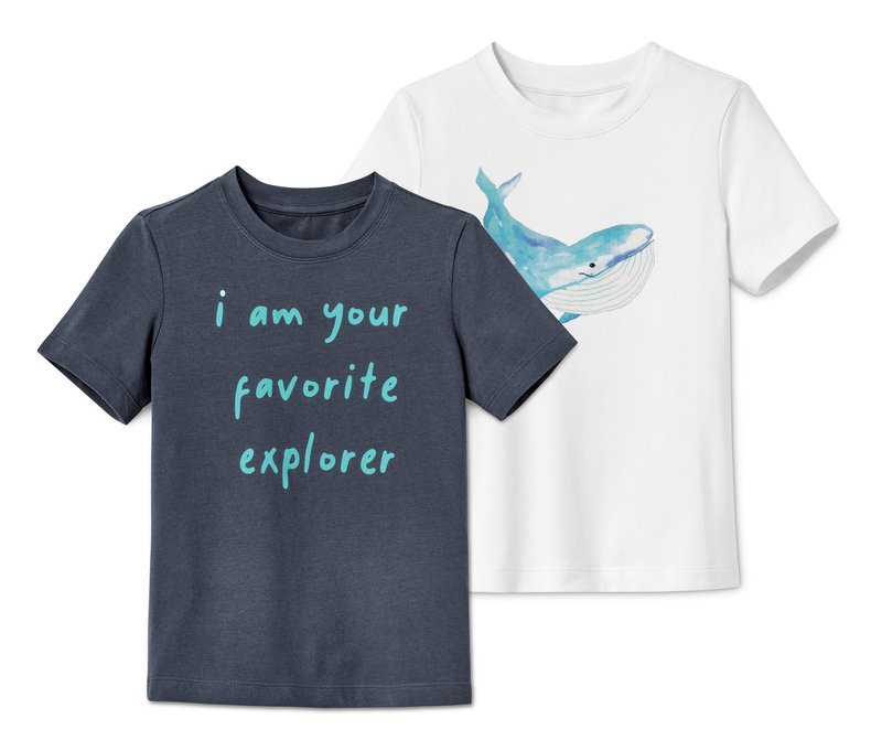Tchibo - 2 Baumwoll-T-Shirts - Kinder - Gr. 110/116 - dunkelblau
