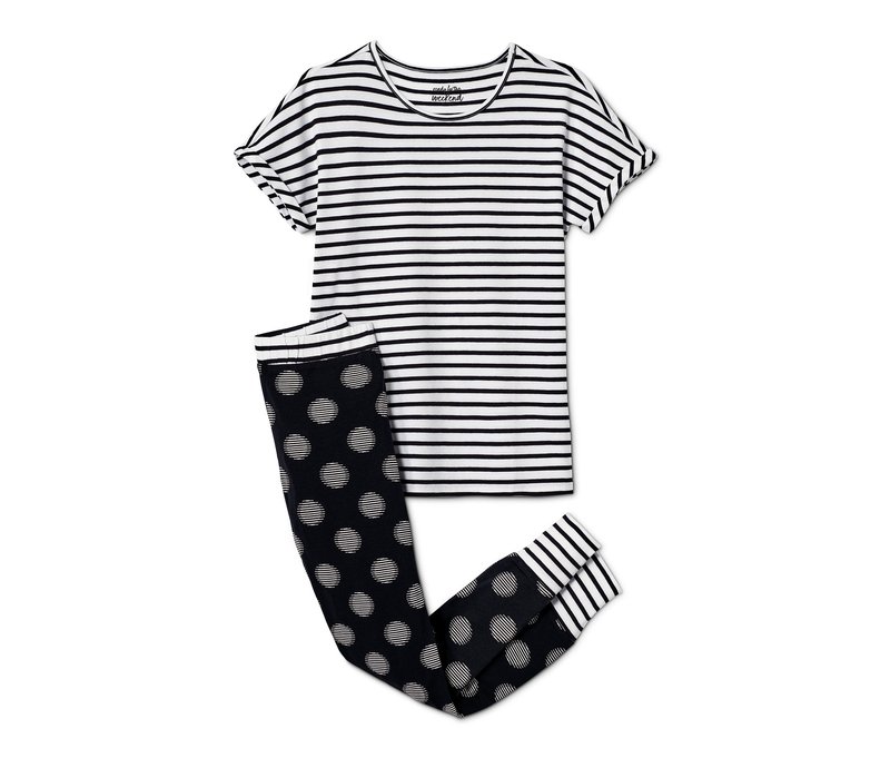Tchibo - Mädchen-Pyjama - Mädchen - Gr. 146/152 - schwarz/gepunktet
