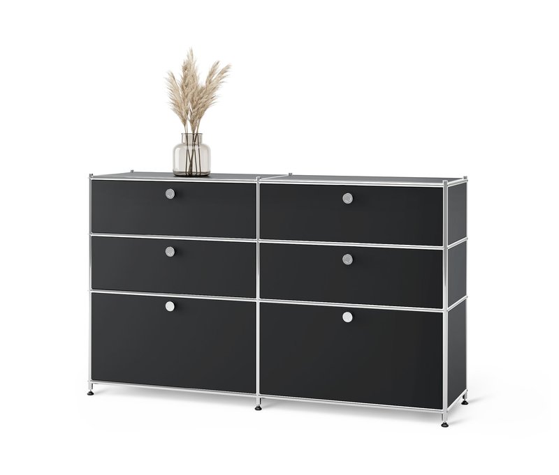 Tchibo - Kommode Metall »Cn3« mit 6 Schubladen - 152x40x84,5cm - schwarz -
