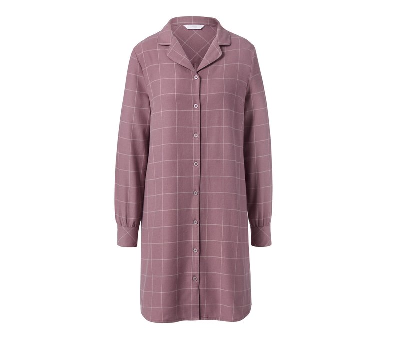Tchibo - Flanell-Nachthemd - Damen - Gr. S - rosé/kariert