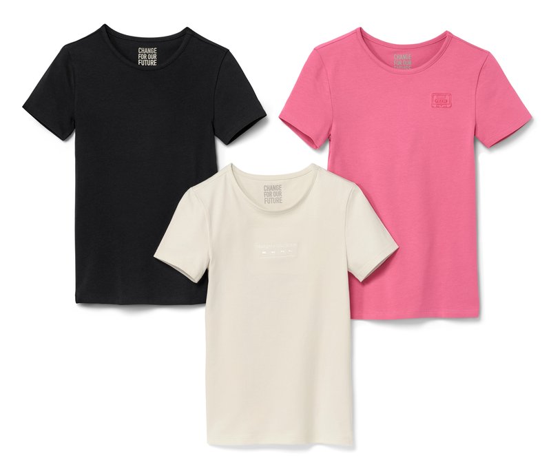 Tchibo - 3 Kinder-T-Shirts - Mädchen - Gr. 146/152 - creme
