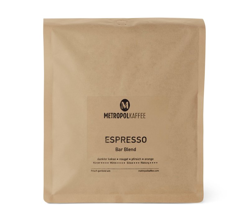 Metropol Kaffee - Bar Blend Espresso - 1 kg Ganze Bohne - Intensität: 4/6