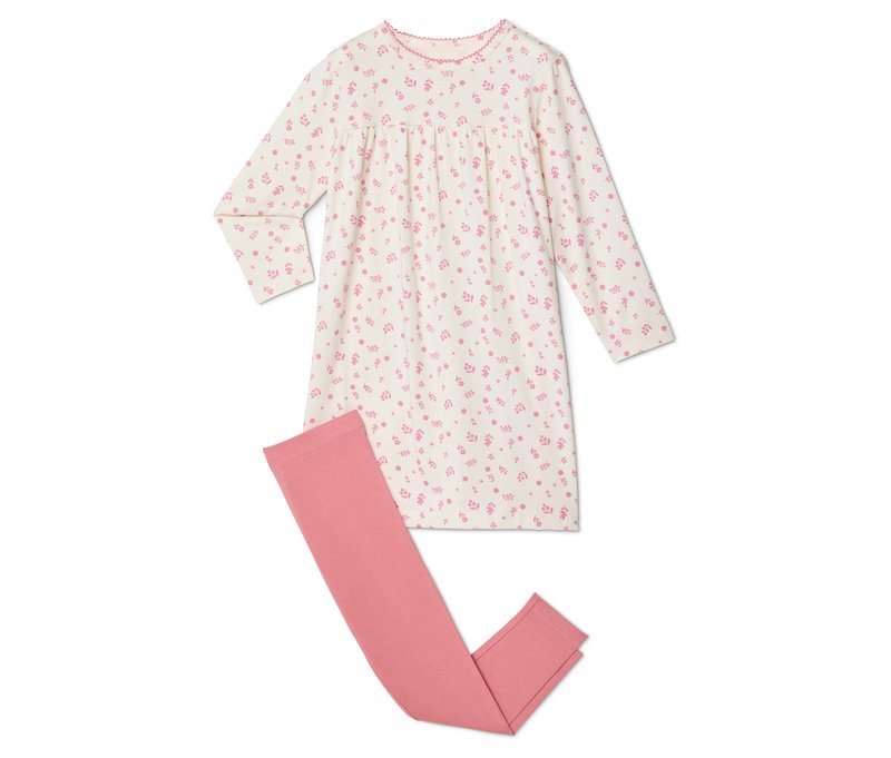 Tchibo - Kinder-Nachthemd mit Leggings - Mädchen - Gr. 122/128 - dunkelrosa/print