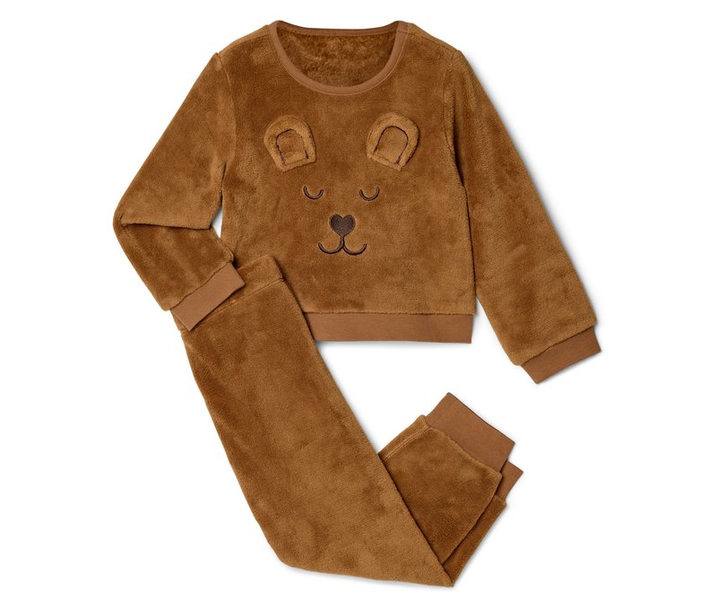 Tchibo - Kinder-Fleece-Pyjama - Kinder - Gr. 122/128 - dunkelbraun