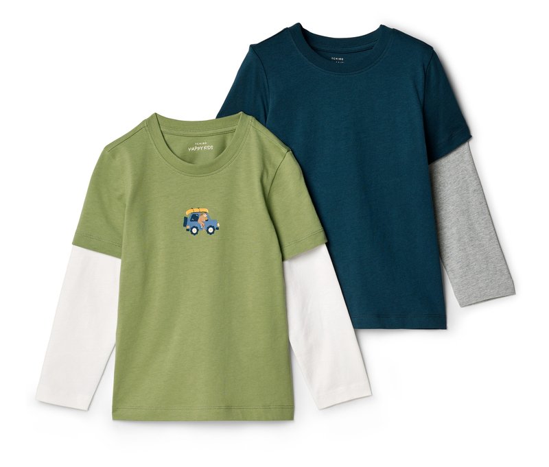 Tchibo - 2 Kinder-2-in-1-Langarmshirts - Jungen - Gr. 122/128 - dunkelblau