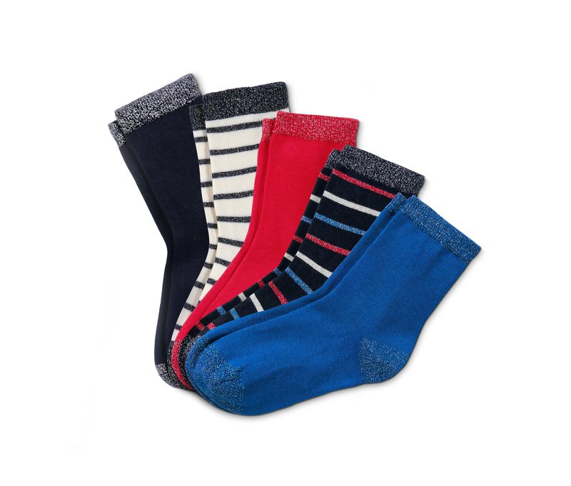 Tchibo - 5 Paar Socken - Mädchen - Gr. 27-30 - dunkelblau/gestreift