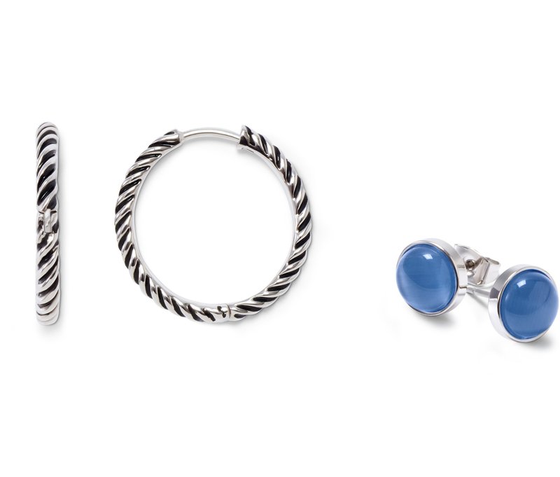 Tchibo - Set aus Creolen und Ohrsteckern - silber
