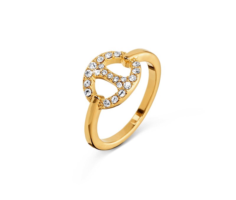Tchibo - Ring Schiffsanker mit Glaskristallen - Damen - Gr. 17 - gold
