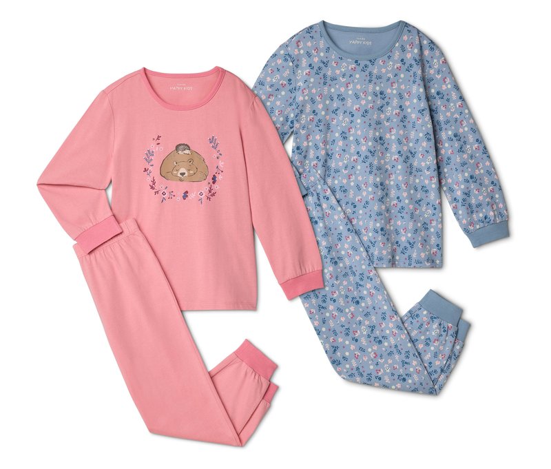 Tchibo - 2 Kinder-Pyjamas - Baby - Gr. 86/92 - dunkelrosa/print