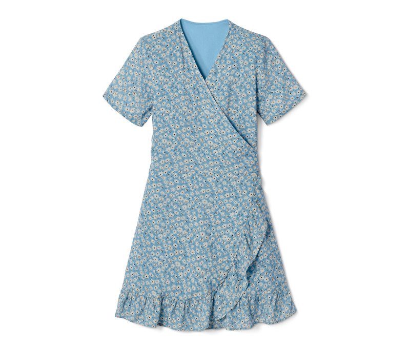 Tchibo - Wickelkleid aus Viskose - Mädchen - Gr. 170/176 - hellblau/print